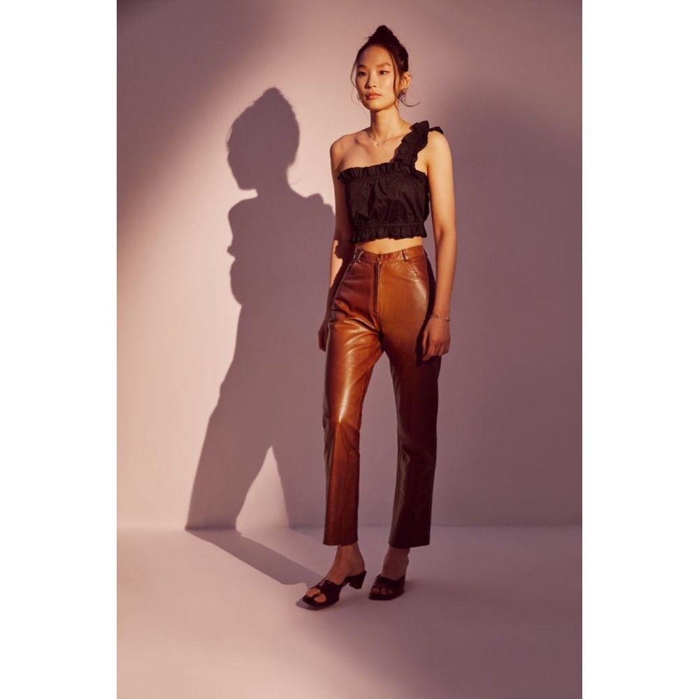 Amazing Vintage Chocolate High Rise Leather pants